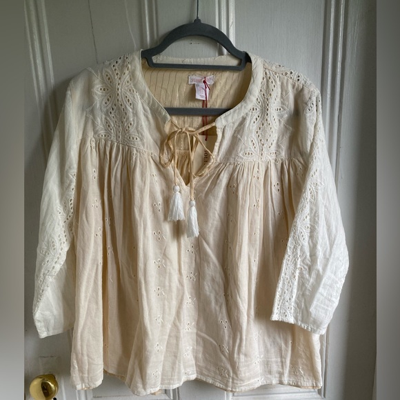 NWOT Shabby Chic Cotton Boho Top Sz M - Picture 2 of 15